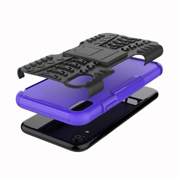 iPhone Xr dækmønster kickstand combo etui - Lilla Purple