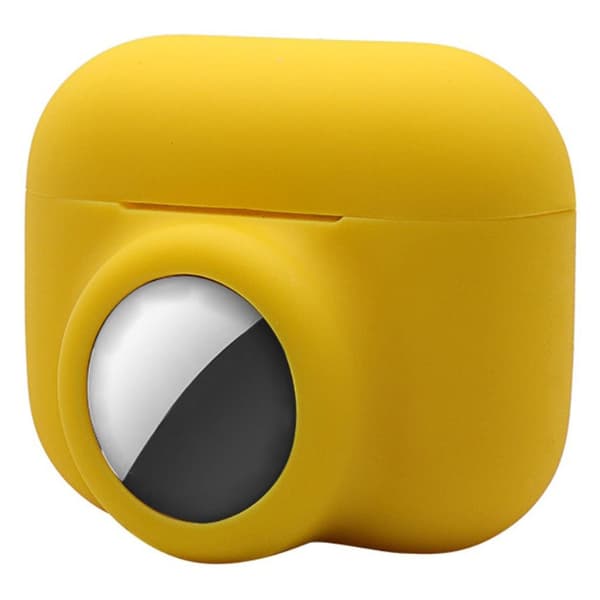 2-i-1 AirPods Pro / AirTags silikonfodral - Gul Gul