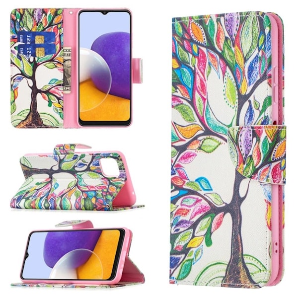 Wonderland Samsung Galaxy A22 5G Läppäkotelo - Värikäs Puu Multicolor