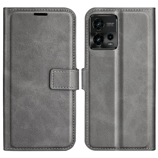Læretui med Lommebok til Motorola Moto G72 - Grå Silver grey
