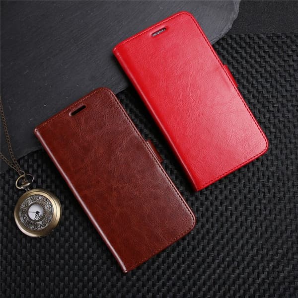 Huawei P9 Lite Mini Etui laget av kunstlær og silikon - Rødt Red