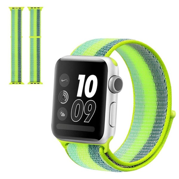 Apple Watch Series 5 40mm vattentät nylon klockarmband - Stripe Grön