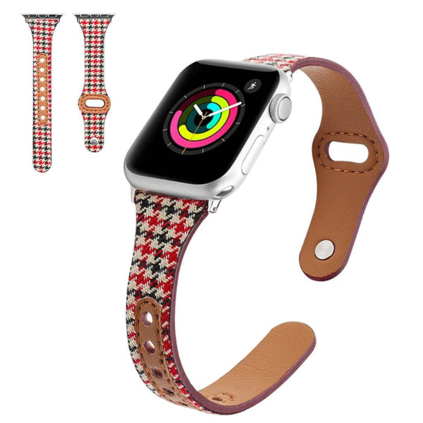 Apple Watch 42mm - 44mm klockarmband i läder med liner-design - Röd Svala Gird Röd