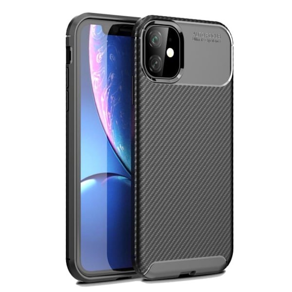 Carbon Fiber Texture Drop-proof Flexible Phone Case iPhone 11 6.1 inch (2019) - Sort Black