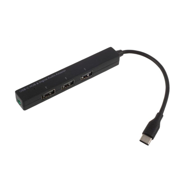 GT-129 Type-C adapter HUB med 3 USB-C portar samt 3.5mm audiopor Svart