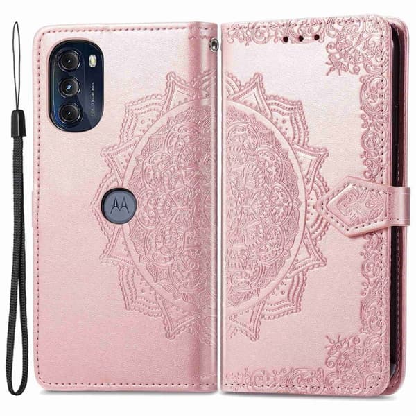 Mandala läder Motorola Moto G (2022) fodral - Rosa Rosa