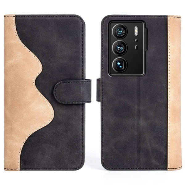 Two-color leather flip case for ZTE Axon 40 Ultra - Black Black