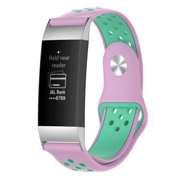 Fitbit Charge 3 erstatnings urrem i silikone med flere farver - Lyserød/Tyrkis Multicolor