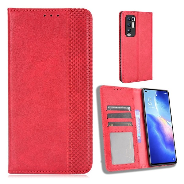 Bofink Vintage läder Oppo Find X3 Neo / Oppo Reno5 Pro Plus 5G fodral - Röd Röd