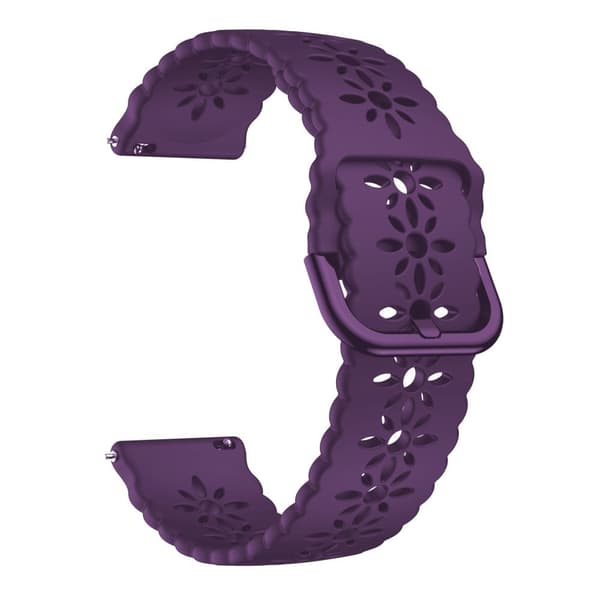 20 mm universal plommeblomstklokkerem i silikon - Mørkelilla Purple