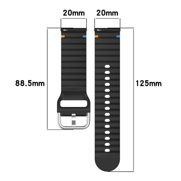 20mm Silicone Watch Band Stitch Line Wave Design Wrist Strap Huawei / Samsung / Garmin Smartwatches - Starlight Blue