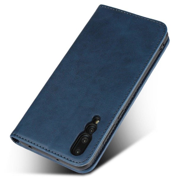Huawei P20 Pro magnetiskt plånboks fodral av mjukt syntetläder - Blå