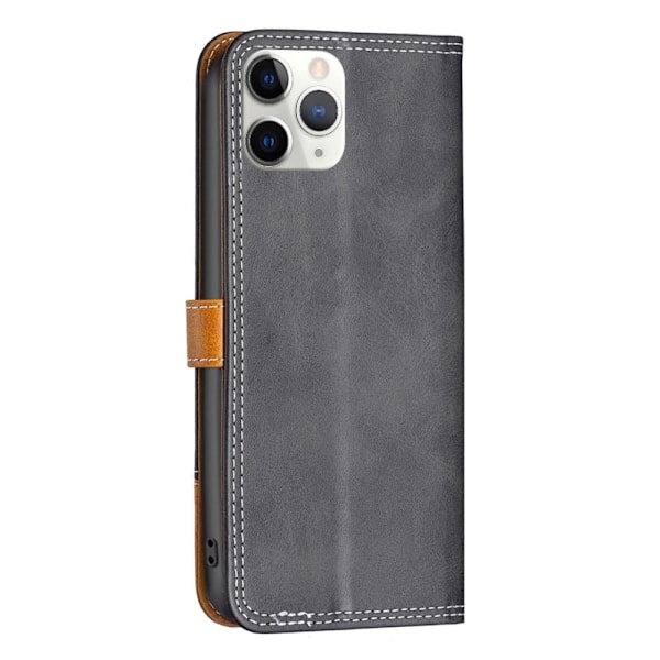 BINFEN tvåfärgat läder iPhone 11 Pro fodral - Svart Svart