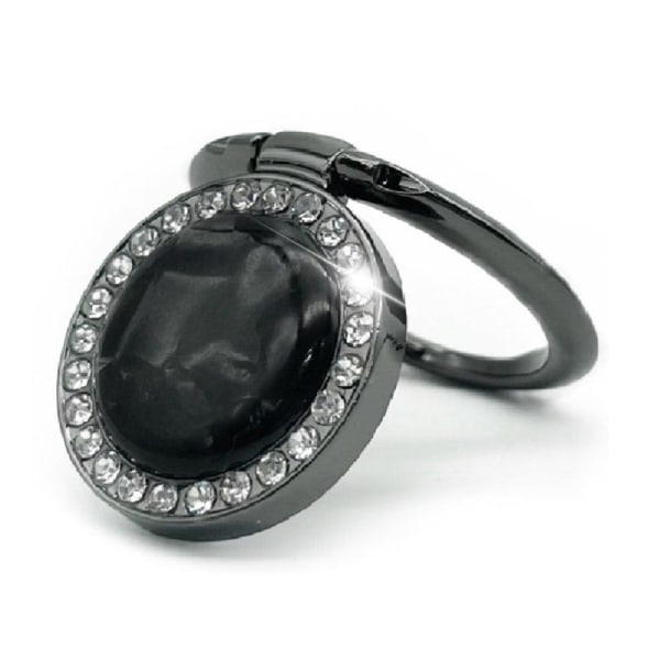 Universal rhinestone decor marble phone ring stand - Black Black