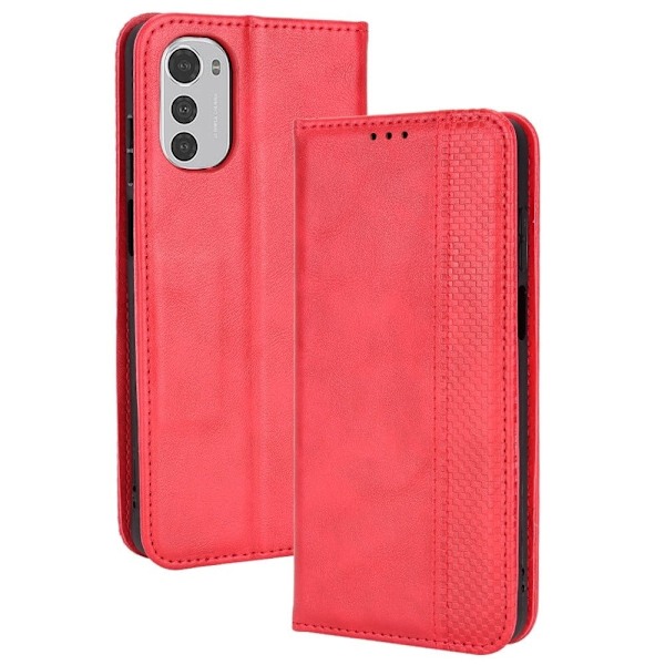 Bofink Vintage Motorola Moto E32 Læder Etui - Rød Red