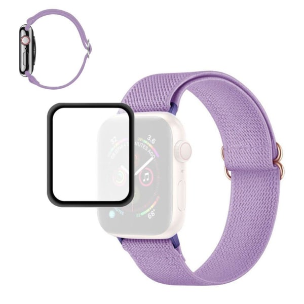 ENKAY Apple Watch 44mm elastic watch strap + screen protector - Purple