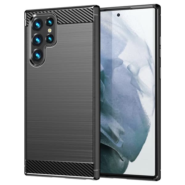 Carbon Flex Suojakotelo Samsung Galaxy S22 Ultra - Musta Black