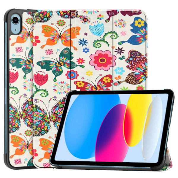 iPad 10.9 (2022) kolmiosainen nahkakotelo - Perhonen Multicolor