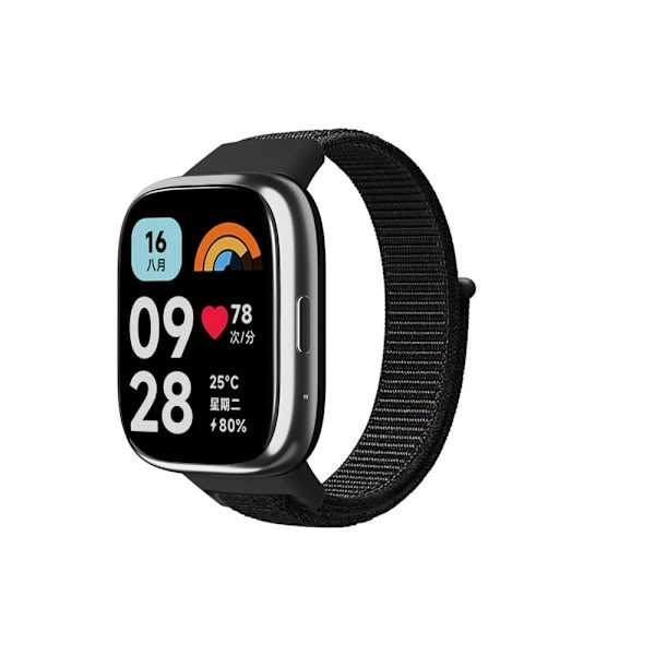Xiaomi Redmi Watch 3 Lite / Watch 3 Active Nylon Watch Strap Loop Fastener Replacement Band - Sort Black