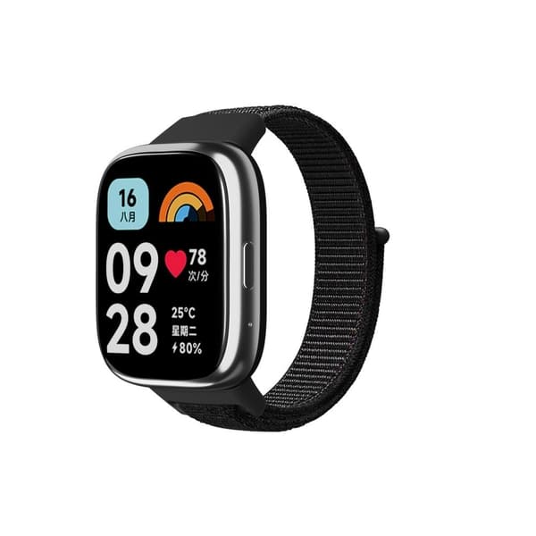 Xiaomi Redmi Watch 3 Lite / Watch 3 Active Nylon Watch Strap Loop Fastener Replacement Band - Svart Black