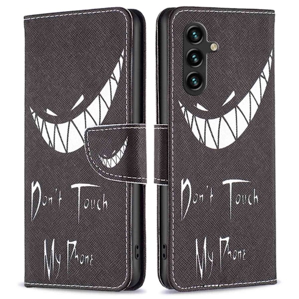 Wonderland Samsung Galaxy A14 Flip Etui - Don't Touch My Phone Black