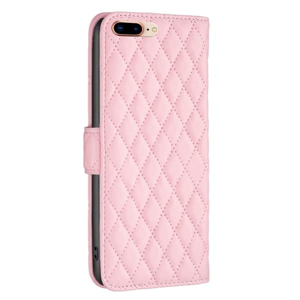 Rombemønster, matt flip-deksel for iPhone 7 Plus - Rosa Pink