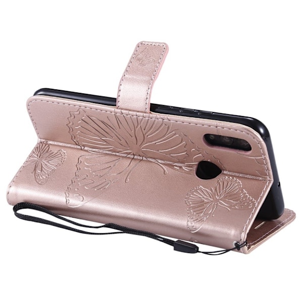 Butterfly läder Huawei P Smart 2019 fodral - Rosa Rosa