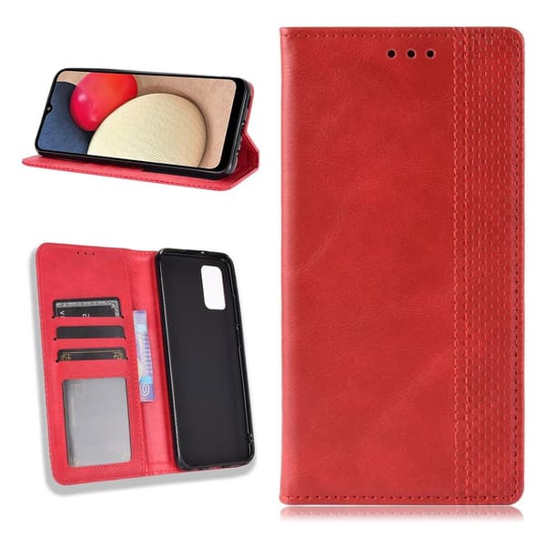 Bofink Vintage Samsung Galaxy A02s Læder etui - Rød Red