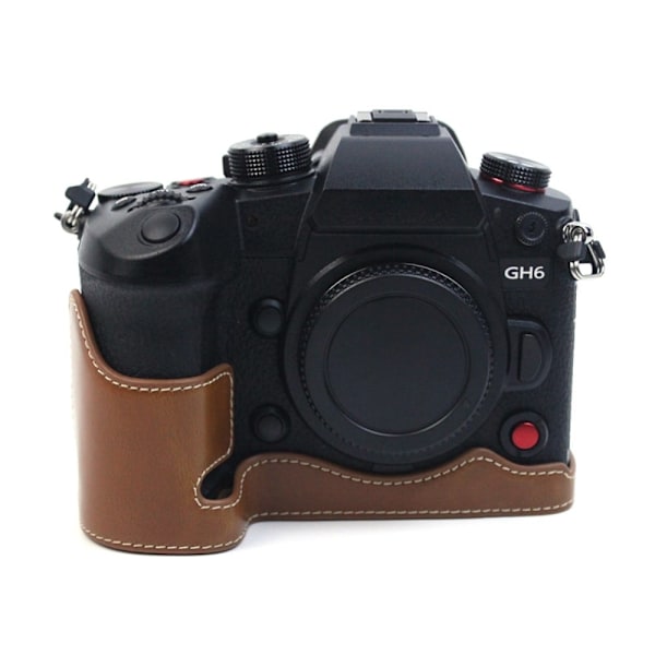 Panasonic Lumix GH6 läderöverdrag för halva kroppen - Brun Brun