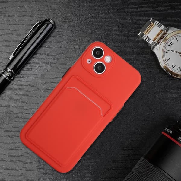 Card Holder Suojakuori For iPhone 13 Mini - Punainen Red