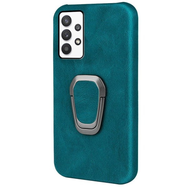 Stødsikkert lædercover med oval kickstand til Samsung Galaxy M32 5G / A32 5G - Cyan Green