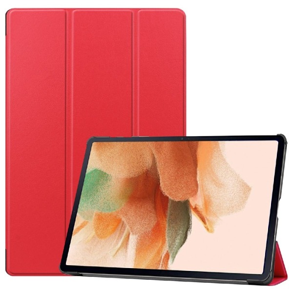 Samsung Galaxy Tab S7 FE tri-fold læder flip taske - Rød Red