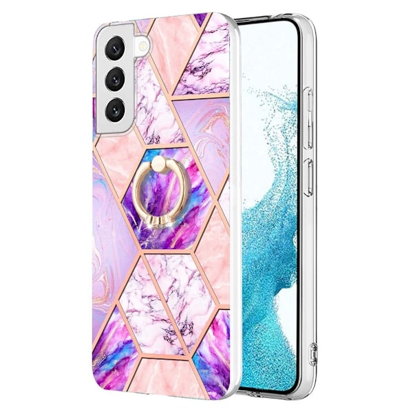 Marble Patterned Suojakuori With Ring Holder For Samsung Galaxy S23 Plus - Vaaleanvioletti Purple