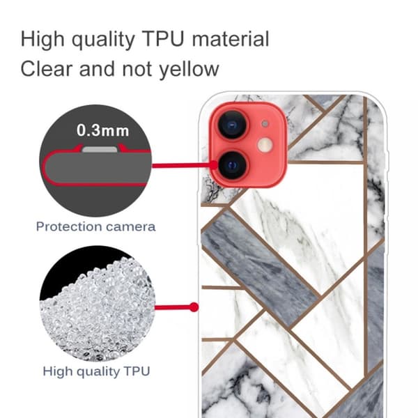 Marble design iPhone 12 Mini cover - Grå / Hvid Marmorflise White