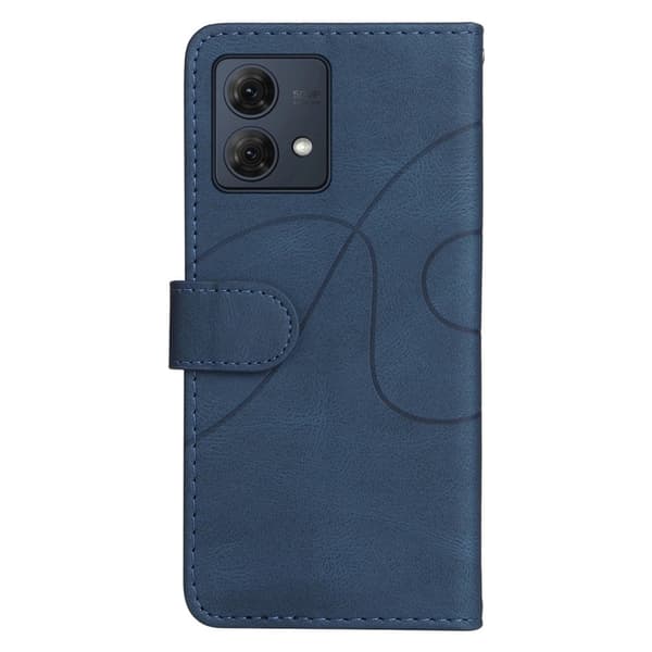 Tekstureret Motorola Moto G84 læderetui med rem - Blå Blue