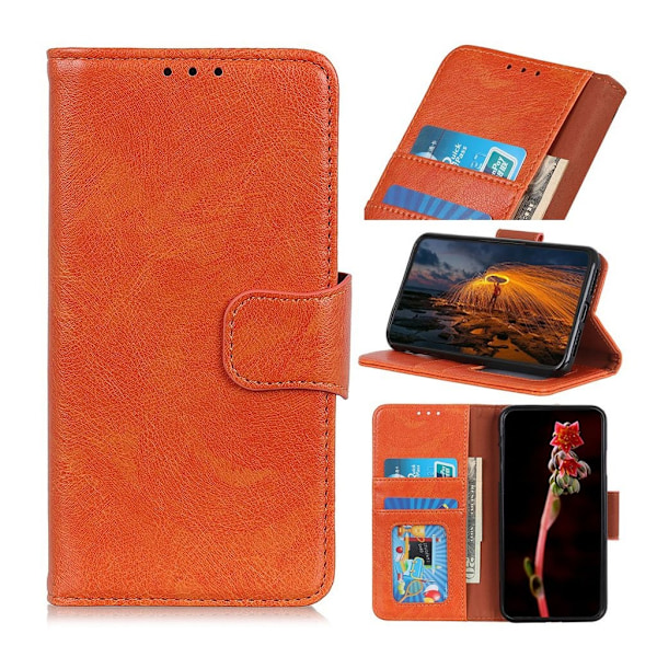 Fodral till Nokia 1 Plus i nappa spaltläder - Orange Orange