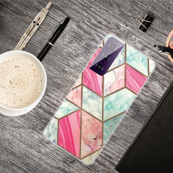 Marble Samsung Galaxy S21 FE Etui - Fargerik Klinkekule Tile Multicolor
