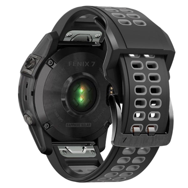 Garmin Fenix 7 / 6 / 5 silikoninen ranneke - Musta / Harmaa Black