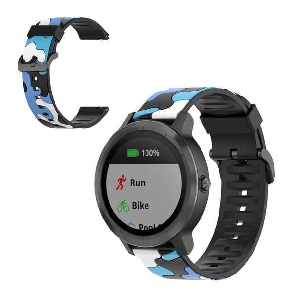 Camouflage silione watch band for Garmin watch - Blue Blå