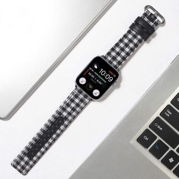 Apple Watch Series 6 / 5 44mm plaid nylon watch band - Black / W Vit