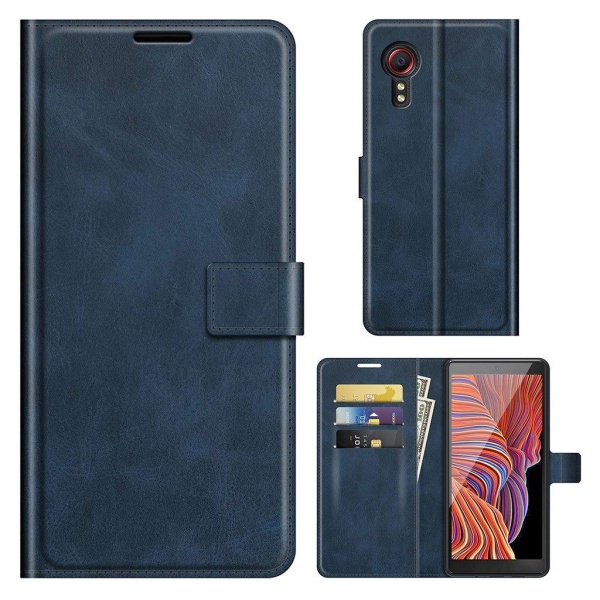 Hållbart konstläder Samsung Galaxy Xcover 5 fodral med plånbok - Blå