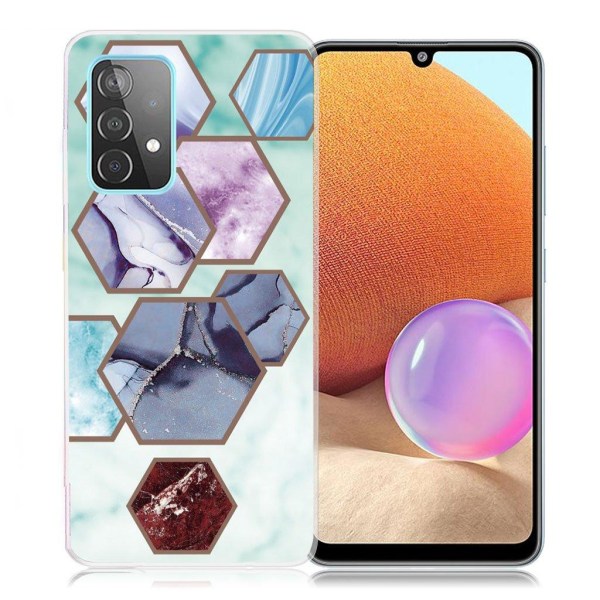 Marble design Samsung Galaxy A32 cover - Sekskantede Fragmenter I Himmelblå Multicolor