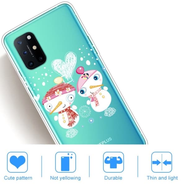 Christmas OnePlus 8T fodral - Couple snögubbe Vit