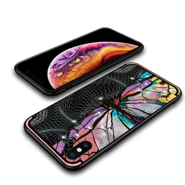 NXE iPhone Xs Max gel etui med unik rhinestone-dekor - Pink Pink