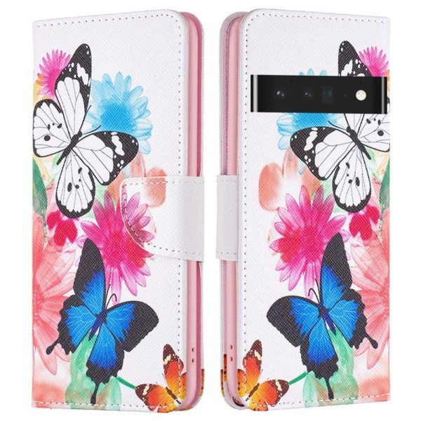 Wonderland Google Pixel 7 Pro flip etui - To Sommerfugle Multicolor