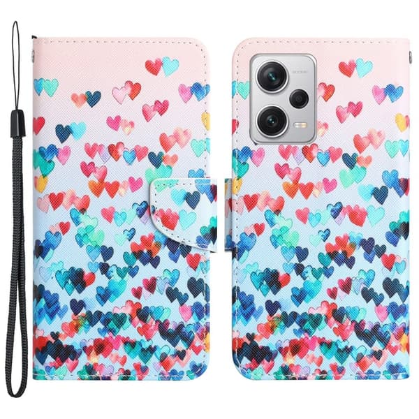 Wonderland Xiaomi Poco X5 Pro / Redmi Note 12 Pro / 12 Pro Speed Flippetui - Love Hjerte Multicolor