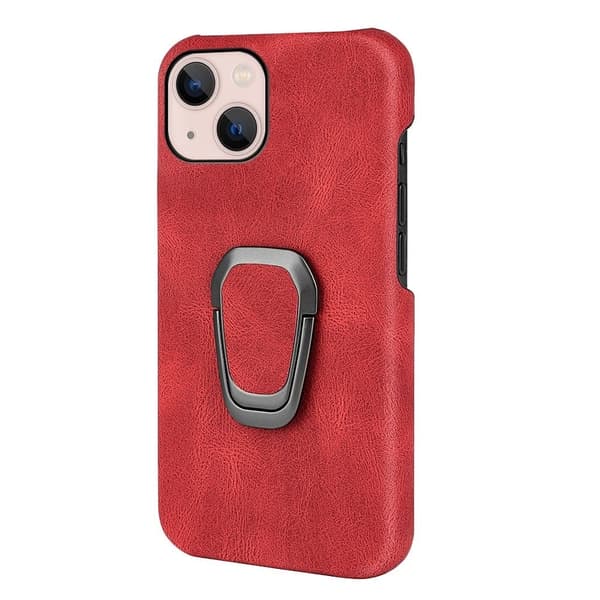 Støtsikkert skinndeksel med ovalt kickstand for iPhone 14 - Rød Red