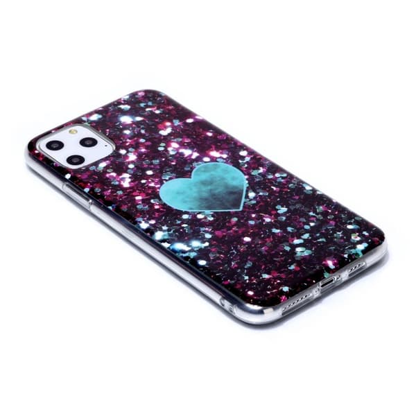 Marble iPhone 11 Pro Max Etui - Glimmering Blå Hjerte Blue