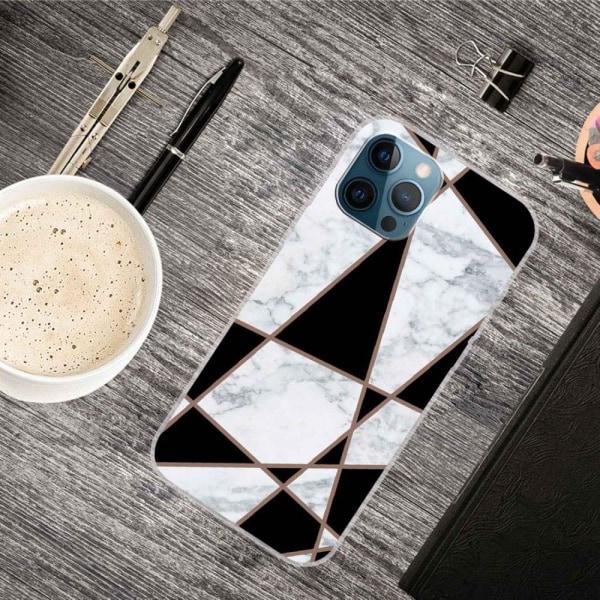 Marble design iPhone 14 Pro Max cover - Sort Og Hvid Marmor Black