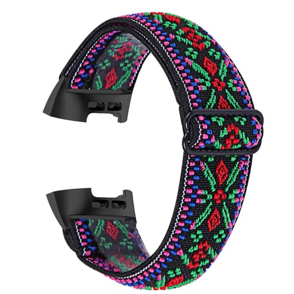 Fitbit Charge 4 / 3 elastisk nylonrem med mönster - Tri-Color Tribal Blommönster multifärg